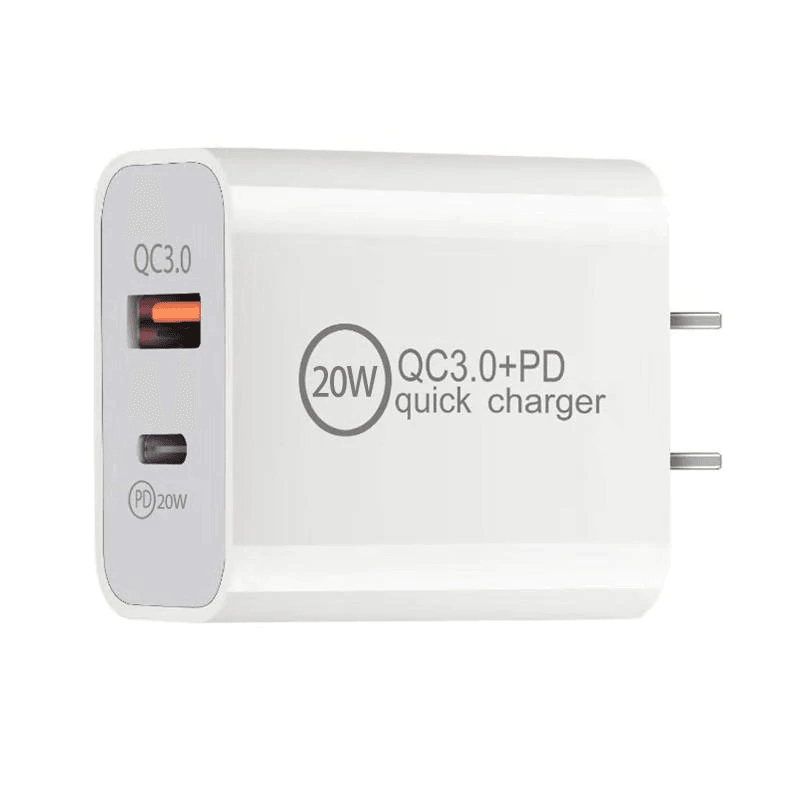 Wall Charger White WH:20W Type-C & USB-A For iPhone 12 - 13 - 14 - 15 - Best Cell Phone Parts Distributor in Canada, Parts Source Wall Charger White WH:20W Type-C & USB-A For iPhone 12 - 13 - 14 - 15 - Best Cell Phone Parts Distributor in Canada, Parts Source